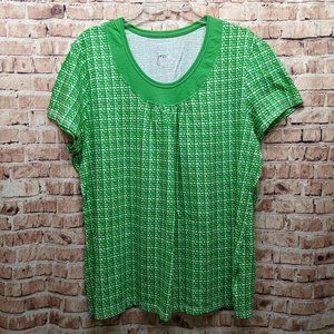 Just My Size T-Shirt Green White Short Sleeve  Size 2X 18W/20W